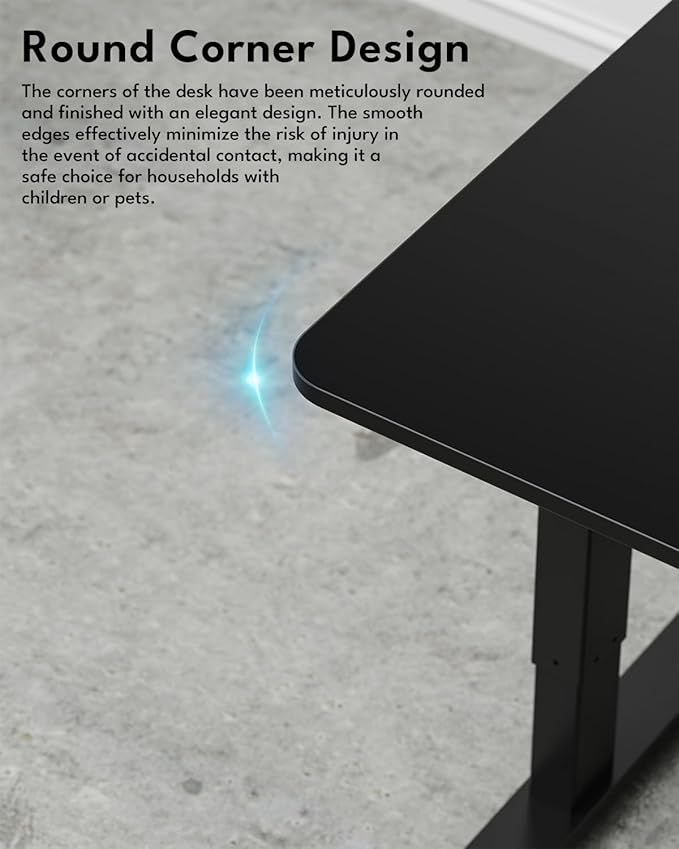 Standing Desk, Height Adjustable Electric Stand up Desk, 48 x 24 Inches Sit Stand Home Office Desk with Splice Board, Black Frame/Black Top