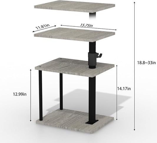Faesun Swivel Side Table for Couch Arm, Adjustable C End Table for Recliner or Bed, Tv Trays with Storage Shelf for Small Spaces Small Nightstand Table for Living Room, Bedroom,2pc