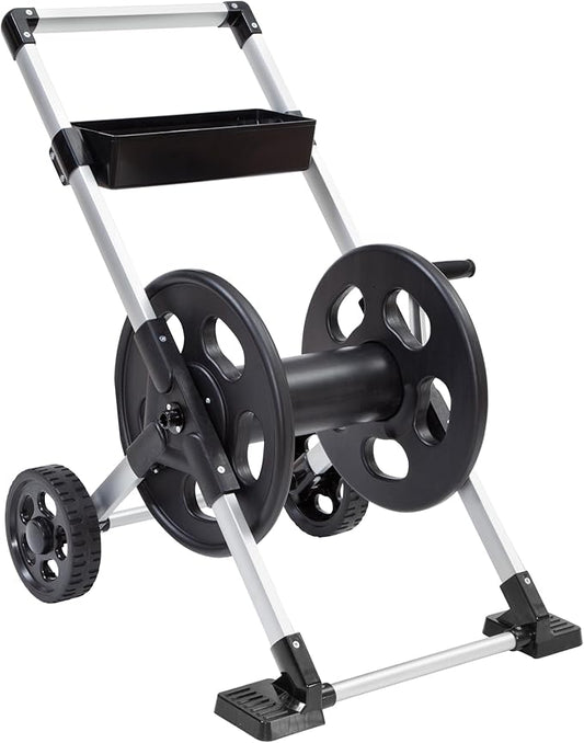 Liberty Garden 304 Explorer Two Wheel Hose Reel Cart, Aluminum, Holds 250-feet of 5/8" Hose, Silver/Black
