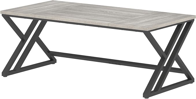 LVB 70.8" Long Office Desk, Modern Large Wood Metal Computer Desk, Industrial Double Workstation Desks for Two People, Rustic PC Executive Work Study Writing Computer Table for Home, Light Grey Oak