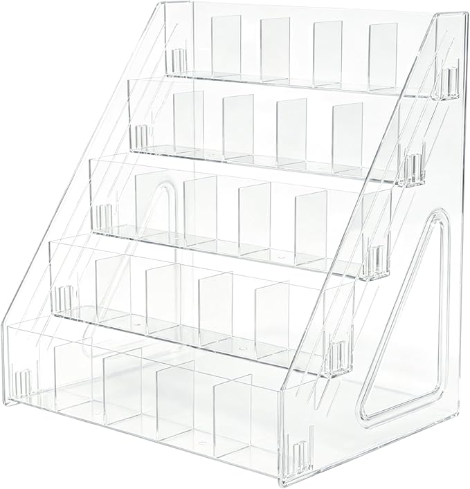 5-Tier Acrylic Marker Organizer, 150 Slots Desktop Pen Storage Rack, Vertical Art Supply Holder for Colored Pencils, Paint Brushes & Office Accessories, Clear Desk Stationery Display