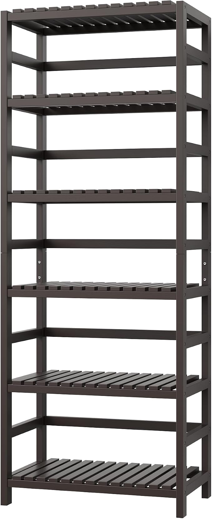 FOTOSOK 6-Tier Bamboo Shelf, Bamboo Bookcase with Adjustable Shelves, Free Standing Storage Shelf Unit, Plant Flower Stand for Kitchen, Bathroom, Home Office, Vintage