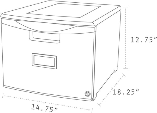Storex Plastic One-Drawer File Cabinet – Locking Document Organizer with Casters for Home and Office, Gray, 1-Pack (61263A01C)
