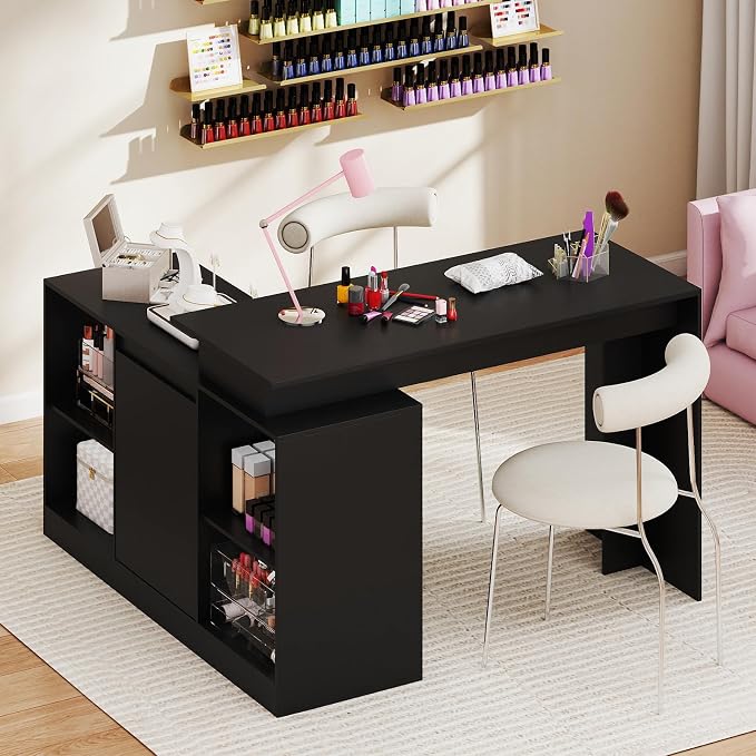 Tangkula Reversible L-Shaped Desk with Storage Cabinet & 4 Shelves, Corner Desk for Writing Study Work Executive, Modern Computer Desk for Small Space, Laptop Workstation for Home Office School