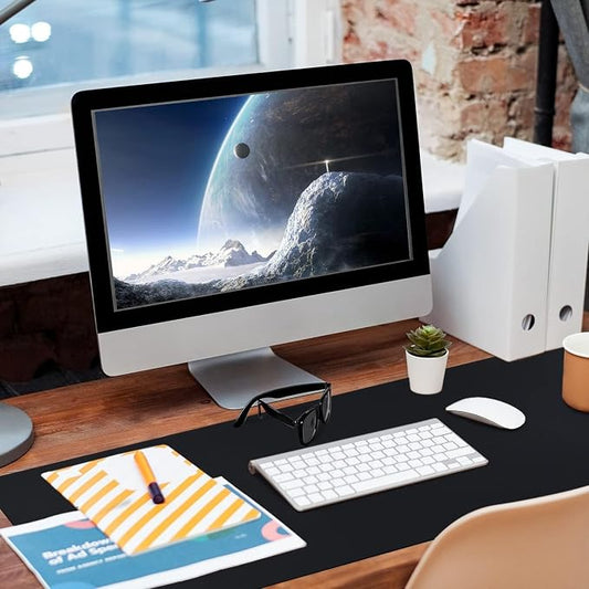 Bloss Black Leather Desk Pad, Large Mouse Pad 35.4×17 Inches, Waterproof Office Desk Mat, Non-Slip Desk Pad Protector, Leather Desk Blotter for Home Office Essentials