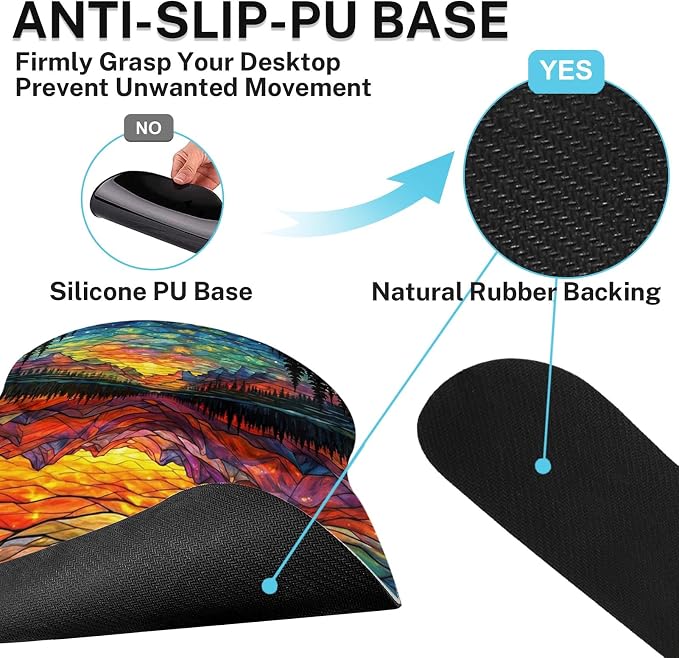 Britimes Mountain Colorful Abstract Keyboard Mouse Pad Set Galaxy Forest 4in1 Large Mousepad+Keyboard Wrist Rest+Mouse Wrist Rest+Coaster Ergonomic Design for Home Office Computer 35.4x15.7 inches