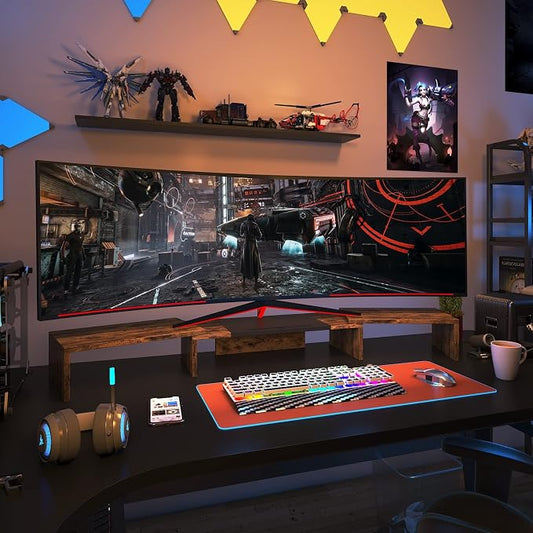 WESTREE Triple Dual Monitor Stand Riser, Extra Long Monitor Stand for 1~2~3 Monitors, Monitor Stand with Length and Angle Adjustable, 3 Shelf Desktop Storage Riser for Monitor Computer Screen Laptop