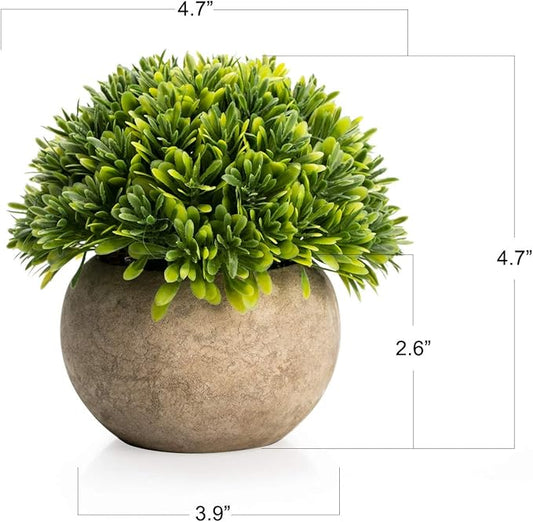 Velener Artificial Boxwood Faux Plant Indoor- Topiary Small Desk Plant Decor for Bedroom Office Cubicle Shelf Decor Window Will Plant Shelf Decoration Dorm Kitchen Counter, Farmhouse Home Decor Accent