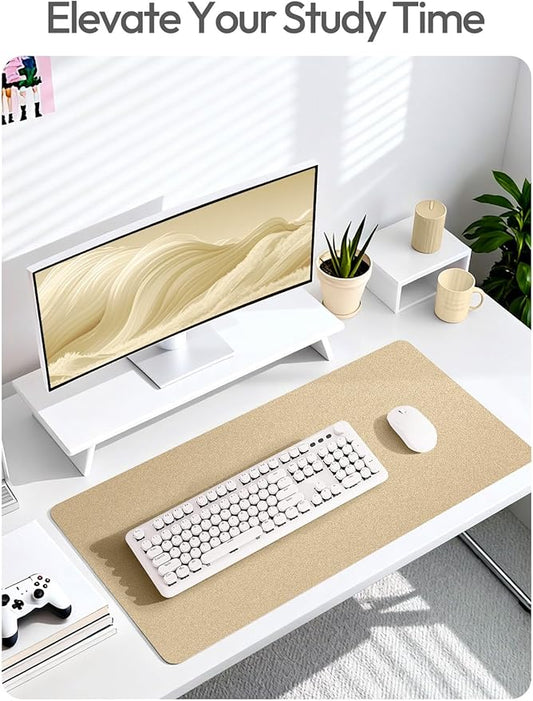 YSAGi Leather Desk Pad Protector, Office Desk Mat, Large Mouse Pad, Non-Slip PU Leather Desk Blotter, Laptop Desk Pad, Waterproof Desk Writing Pad for Office and Home (Gold, 31.5" x 15.8")