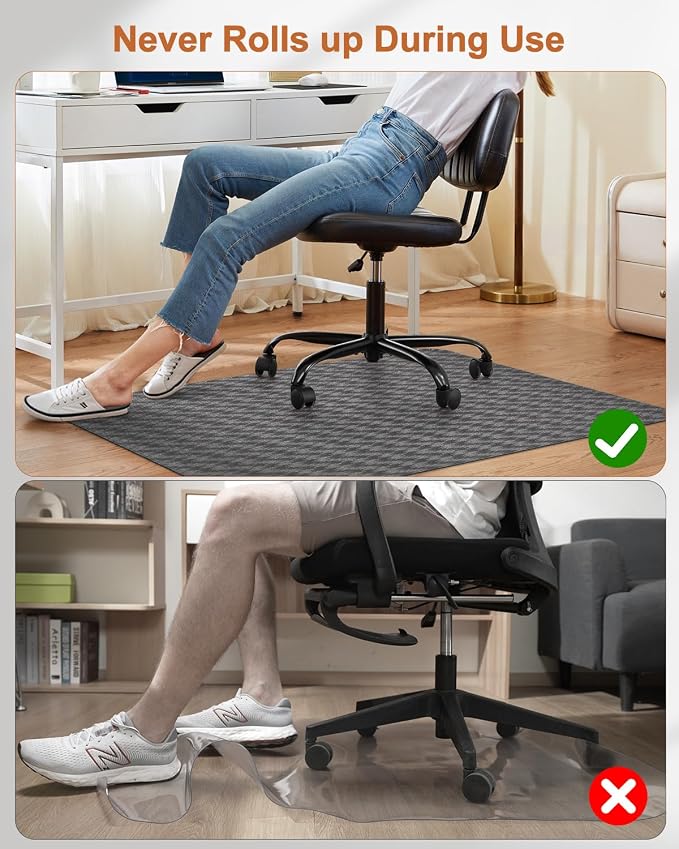 Blvornl Large Office Chair Mat for Hardwood Floor, Rolling Chair Mat for Hard Wood, Large Anti-Slip Hard Floor Protector, Heavy Duty Computer Desk Rug for Office and Home 35.4"*47.2" Dark Grey