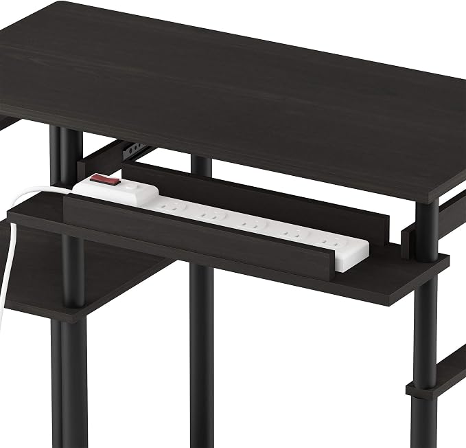 Furinno Abbott Desk, 31.5 Inch Black Computer Desk with Keyboard Tray, Easy Assembly Gaming Desk with Storage Shelf, Office Desk for Home Office, Bedroom, Black Espresso