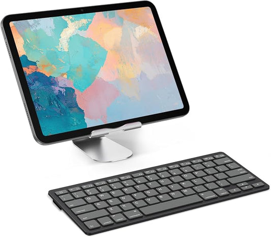OMOTON Ultra-Slim Bluetooth Keyboard for iPad 11th/10th/9th/8th/7th, iPad Pro/Air/Mini and iPhone Series, Wireless iOS Keyboard with 12 Multimedia Keys for Office, School, Graphite Black & Gray