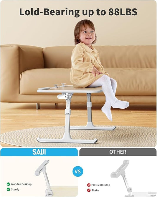 Laptop Desk for Bed, SAIJI Lap Desks Bed Trays for Eating Writing, Adjustable Computer Laptop Stand, Foldable Lap Table in Sofa and Couch(20.5x11.8 Teak