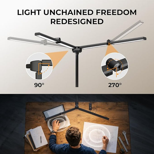 LED Desk Lamps for Home Office,Smart Adjustable Swing Arm Desk Lamp with Clamp,Gooseneck Tall Clip on Desk Light for Sewing,Reading,Drawing,Workbench,Study,Screen,Crafting,Monitor Architect,Computer