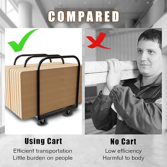 3 Pole Folding Table and Chair Cart-Panel Cart with 4Inch Swivel Caster 8PCS Table Storage Capacity Folding Chair&Table Dolly with 2PCS Straps to Store and Move Lumber,Mattress,Plywood,Box
