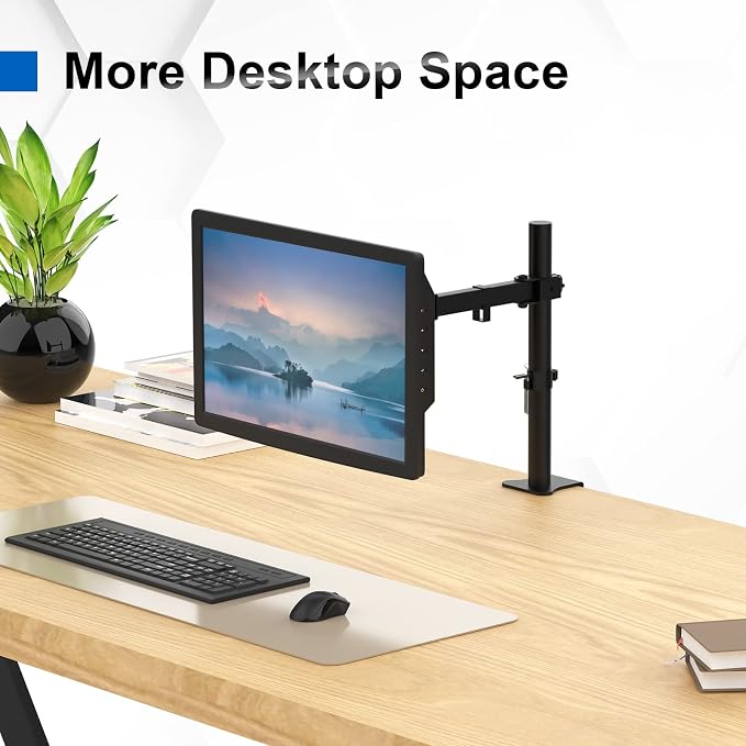 GRIFEMA Monitor Mount for 13-32 in, Single Monitor Arm, Up to 22 Lbs | Full Motion Adjustable Height, 360° Rotate, Tilt, Swivel, Easy Install, VESA 75/100 mm, Monitor Stand for Home Office Gaming