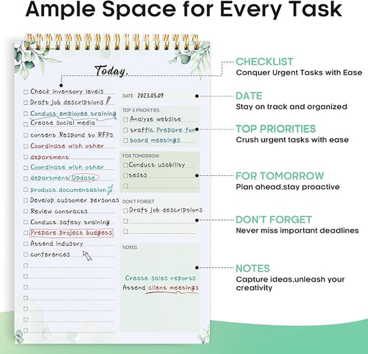 Taja 6 Pack of To Do List Notepad - To Do List Notebook for Work with 52 Sheets, 9.8" x 6.5", Undated Daily Planner Perfect for Daily Tasks and Goal Setting, Notepad Suitable for Office, Home & School - Nature