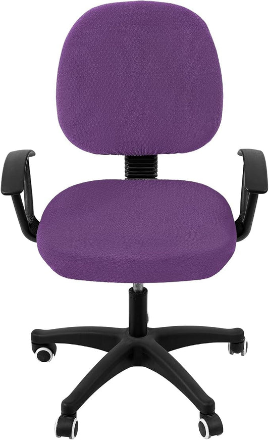 Smiry Stretch Jacquard Office Computer Chair Covers, Removable Washable Universal Desk Rotating Chair Slipcovers Protector, Seat + Backrest Cover, Purple