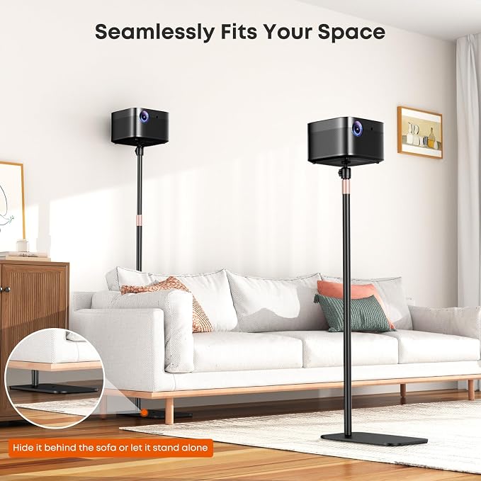 PUTORSEN Universal Projector Stand, Height Adjustable Floor Stand | 360° Rotating Ball Head, 1/4" Screw, Heavy-Duty Carbon Steel Base, For Projectors, Cameras & Webcams