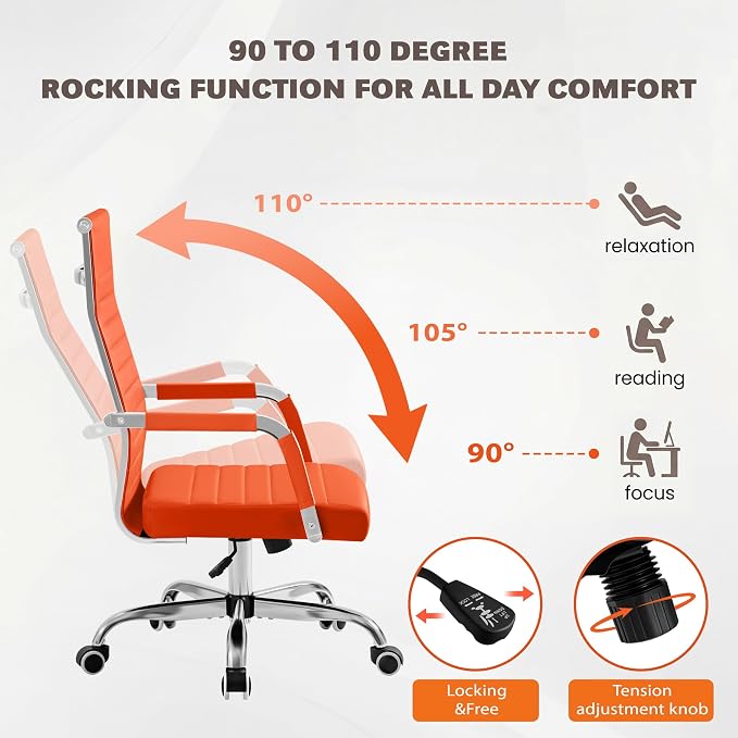 Furmax Ergonomic Office Desk Chair, Orange, 2-Pack