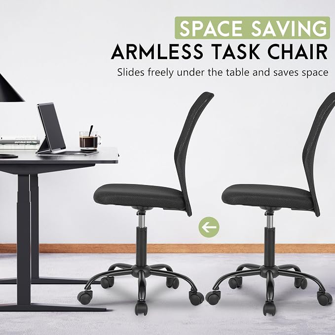 BestOffice Ergonomic Office Chair Desk Chair Mesh Computer Chair Armless Back Support Modern Executive Rolling Swivel Chair with Lumbar Support(Black)