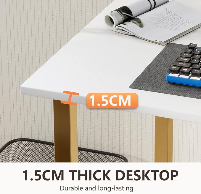 BestOffice Computer Desk,Home Office Desk, Modern Simple Style for Home Office Study Writing (Gold, 55 Inch)