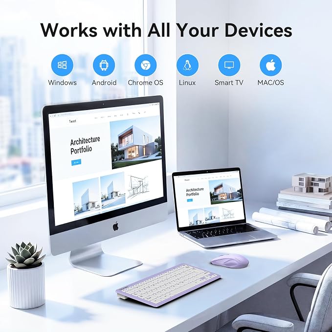 TECKNET Wireless Keyboard and Mouse Combo, Mini Cordless Computer Keyboard and Mouse Set 2.4GHz, Silent Adjustable 1600 DPI, Quiet Click, Lag-Free for Computer, Laptop, PC, Windows, Mac, Chrome OS
