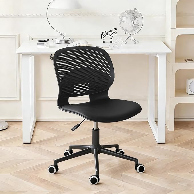 Home Office Chair, Armless Mid-Back Computer Desk Chair with Breathable Backrest and Padded Cushion, Height Adjustable Swivel Ergonomic Task Chair for Home, Work, Study