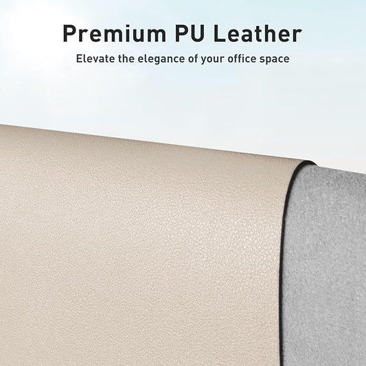 Aothia Faux Leather Desk Mat - Non-Slip PU Leather Desk Blotter, Waterproof Writing Surface, Large Desk Pad for Office & Home (Eggshell, 55" x 24")