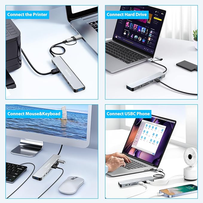 USB C Hub USB Hub 3.0 for Laptop, Upgrade 8 in 2 USB Splitter with USB-C/4 USB A Port Extender, TF/SD Card Slot, 3.5mm Audio Adapter, USBC USB Dongle for PC/Mac/MacBook/Laptop/iPad/Tablet