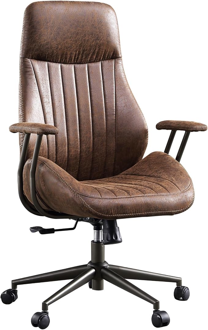 Home Office Chair,Ergonomic Computer Chair with Lumbar Support Adjustable Height,Mid-Century Modern Office Chair with Rolling Swivel Chair for Home Office Game Study(Suede High Back Chair,Dark Brown)