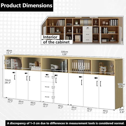 File Cabinet with Password Lock, Wood Lateral Filing Cabinet for Letter/A4 Files, 3 Drawer with Door, Printer Stand with Open Shelves for Home Office