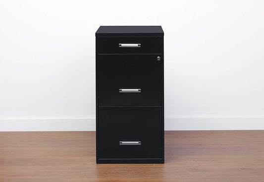 18in. Deep 3 Drawer Metal Organizer File Cabinet with Pencil Drawer, Black