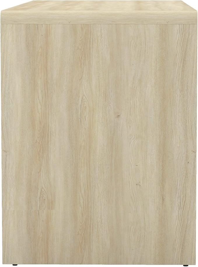 Manhattan Comfort Novara Modern 60" Writing Desk with 2 Smooth-Glide Drawers with Fluted Fronts, Office Desk with Large Work Surface, Stylish Rounded Edges, Whitewashed Oak