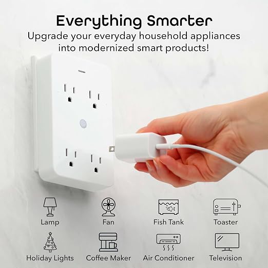 Geeni Smart Wi-Fi 4 Outlet Plug with Surge Protection - Compatible with Alexa & Google Home, White: 1-Pack