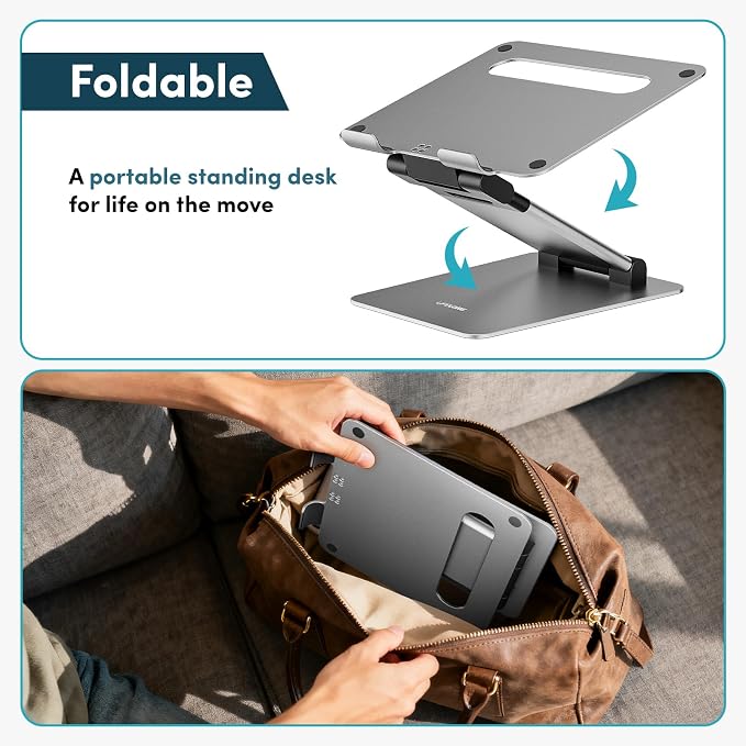 Lifelong Ergonomic Adjustable Laptop Stand for Desk, Extra Tall 20” Height Aluminum Laptop Riser, Portable Foldable Computer Stand, Fits 10-17” Laptops for Office Meetings, Teamwork & Desk Setup