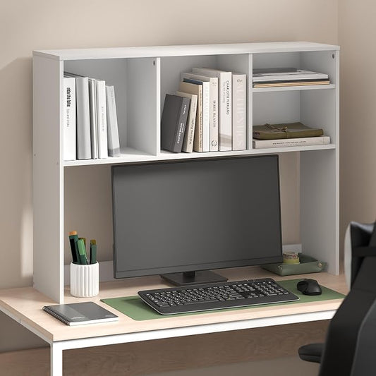 Furinno Classic Desk Shelf, 4-Shelf Desktop Hutch, Book Shelf, Desk Organzier, for Office Supplies, Office Desk Accessories, White