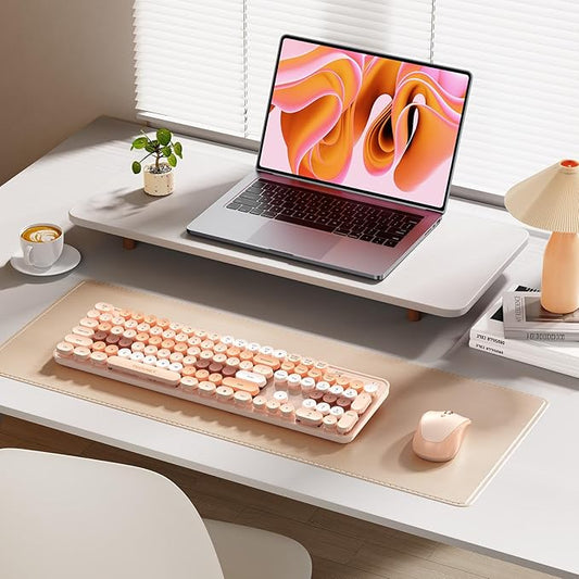 TECKNET Wireless Keyboard and Mouse Combo, Dual Bluetooth & 2.4G, Full Size Retro Typewriter Keyboard with Number Pad, Quiet Round Keys, Colorful Design for Laptop, PC, Tablet, Home Office