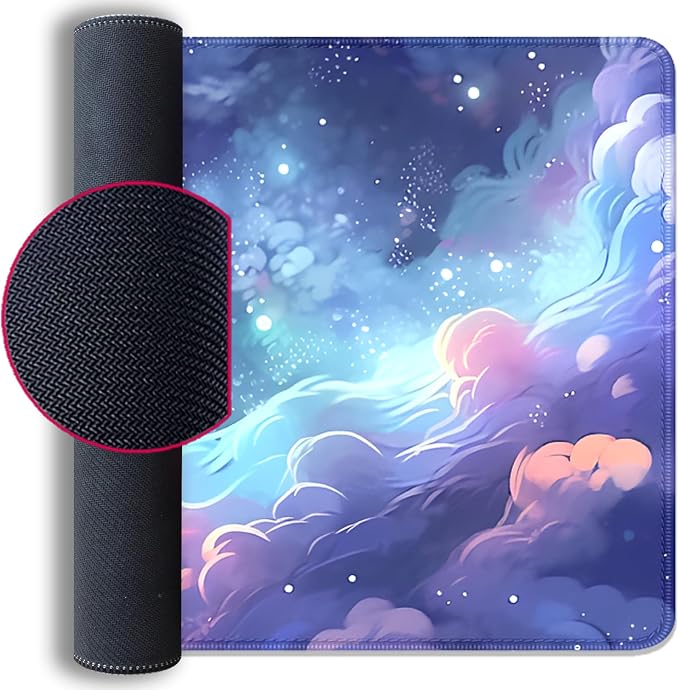 Stars Sky Dark Blue Cosmos Mouse Pad Desk Mat,Large Extended Gaming Mouse Pad with Stitched Edges,Non-Slip Waterproof Rubber Base for Office,Computer,Keyboard,Laptop and Home Desk Pad(27.5X11.8 in)
