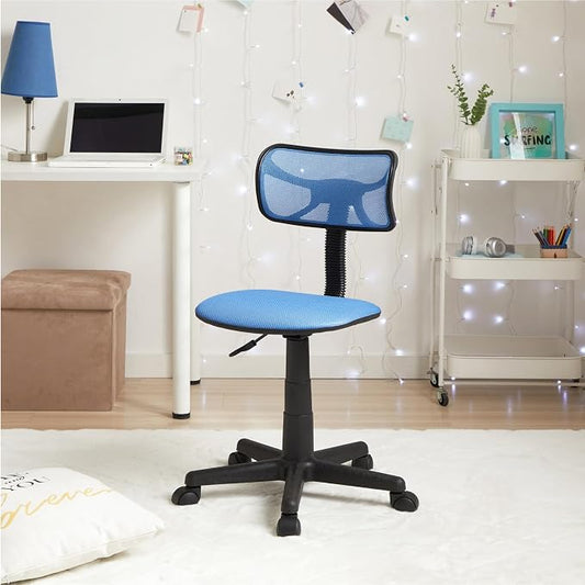 Urban Lifestyle Swivel Desk Chair, Stylish and Compact Office Chair with Mesh Back, Swivel Function, Adjustable Height, and Cushioned Seat, Cyan Blue