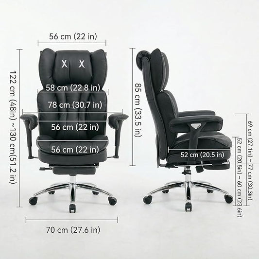 Efomao Big & Tall Desk Chair, Wide Executive Office Chair with Footrest Black