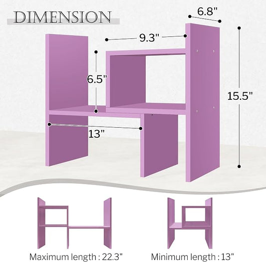 Jerry & Maggie Desktop Organizer Office Storage Rack Adjustable Wood Display Shelf Birthday Gifts Toy Home Decor Free Style Rotation Display True Natural Stand Shelf (Violet)