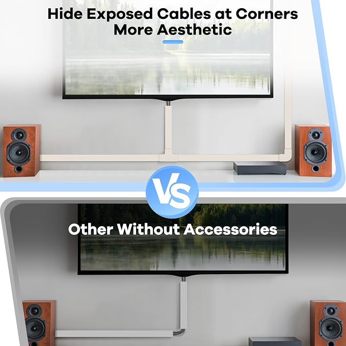 126in Cord Hider Kit, ZhiYo Wire Hiders for TV on Wall, Paintable Cable Management Kit, Wire Cover for Wall Mount TV, Beige Cable Raceway, Cord Cover Wall Wire Management Kit, 8xL15.7in W1.18inH0.67in
