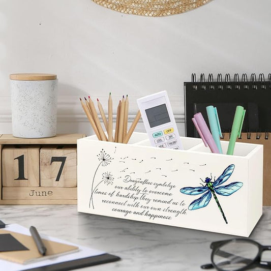 Dragonfly Dandelion Decorative Pencil Holder for Desk, Bookmark Holder Decor, Pen Caddy for Desk Decorative, Motivational Gifts for Women