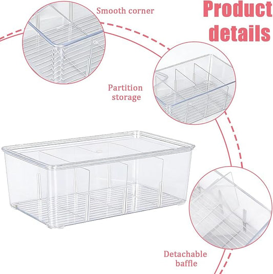 Lash Tray Organizer, 4-Compartment Acrylic Makeup Organizer, Eyelash Case for Lash Cart Use, Clear Eyelash Extension Supplies Storage Holder, Desktop Display for Salon Vanity Desk, Beauty Studio