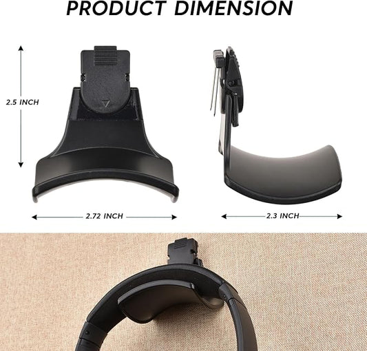 Fabric Wall Headphone Stand for Office, Cubicle Headphone Holder for Work Decor, Space-Saving Hanger Cubicle Accessories for Women Men Desk Organizer, Black (1 Pack)