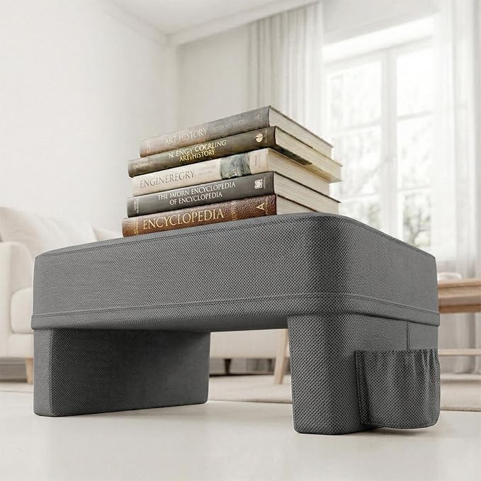 septsun Soft Lap Desk Pillow for Laptop & Gaming,Arm Rest Laptop Lap Desk for Bed Couch with Cup Holder & Pocket,Ultimate Reading Pillow for Lap(Dark Gray, Large)
