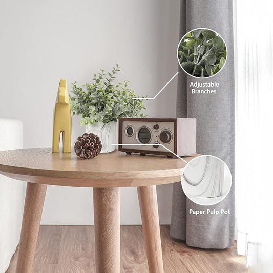 Hollyone Faux Plants Indoor Artificial Mini Potted Plants Plastic Green Plant Small Fake Plants Eucalyptus Decor in Pots for Home Table Room Bathroom Decor