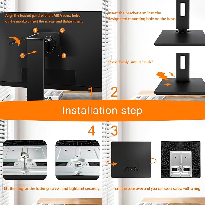 2026 Version Ergonomic VESA Monitor Stand, 150mm Spring Height adjustment,, Tool-Free Base, Swivel, Tilt & Rotation, for 22–26" Monitors, 5.95–7.28 lb, 100x100mm Vesa Mount (5.95~7.28LB)