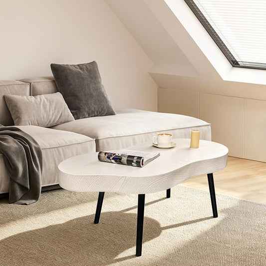 Cloud Coffee Tables Modern Small Coffee Table Wood Frame Low Floor Table for Sitting on the Floor White Funky Center Tea Tables for Living Room Reception Room